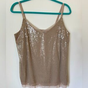 Nude Sequin Tank Top White House Black Market Medium